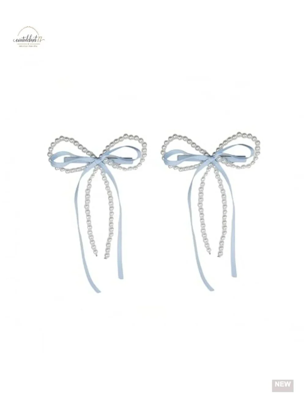 2pcs Double Bow Pearl Hair Clips Adjustable Shape Alligator Clip